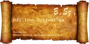 Bálint Szilvána névjegykártya